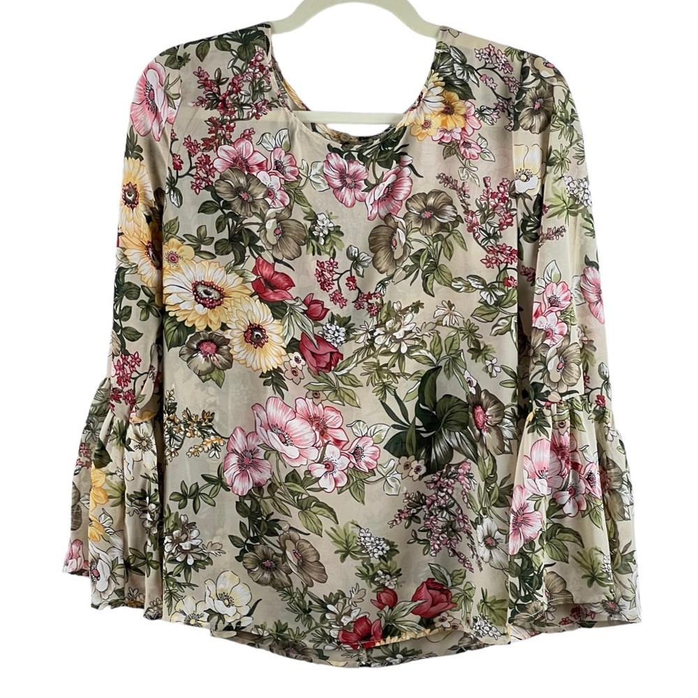 Arianna by Howard’s Women’s Sheer Floral Blouse Sz S/M